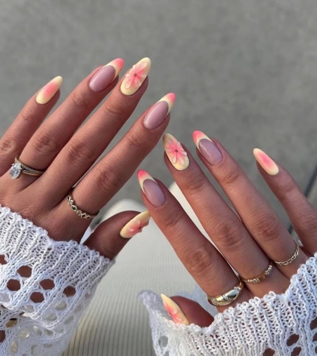 Signature Manicure with hand-painted floral accents
